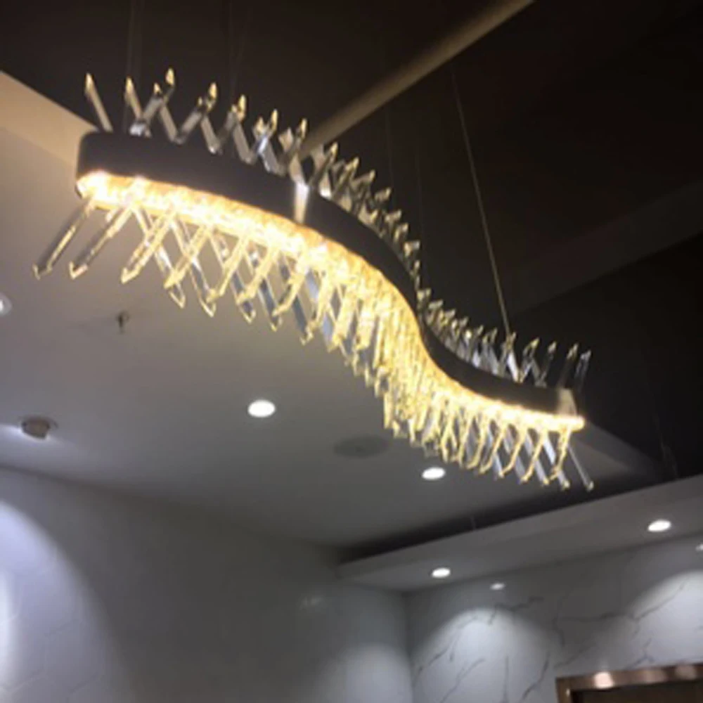 Длинная хрустальная люстра с волнистым дизайном светодиодный лампа 220 В