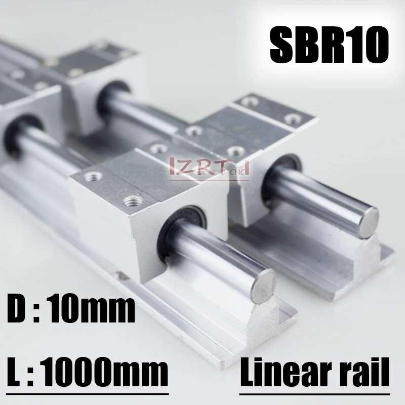 ЗРТ 2 шт. SBR10 L 1000 мм линейный рельс поддержки с 4 SBR10UU руководство auminum Подшипник