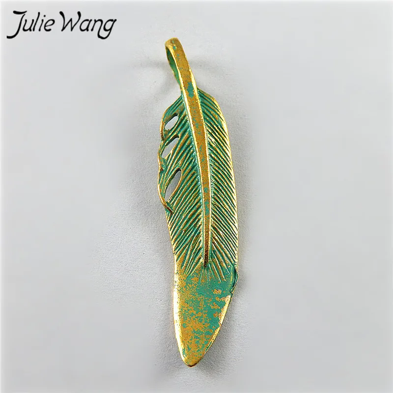 Julie Wang 20 шт. цинковый сплав маття зеленые листья ожерелье подвеска фурнитура