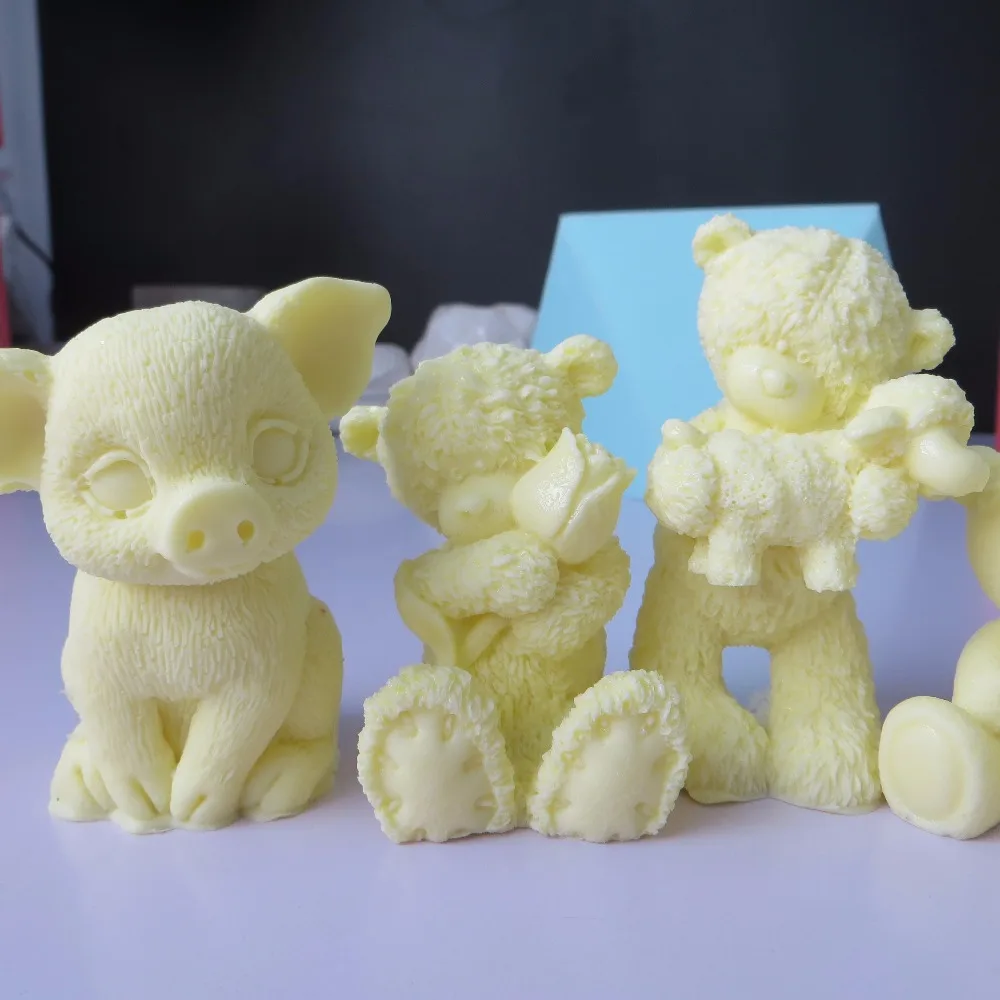 PRZY 3d плюшевый медведь с силиконовая форма «Роза» помадка плесень шоколадный мусс формы для торта свечи силиконовые формы полимерные глиняные формы
