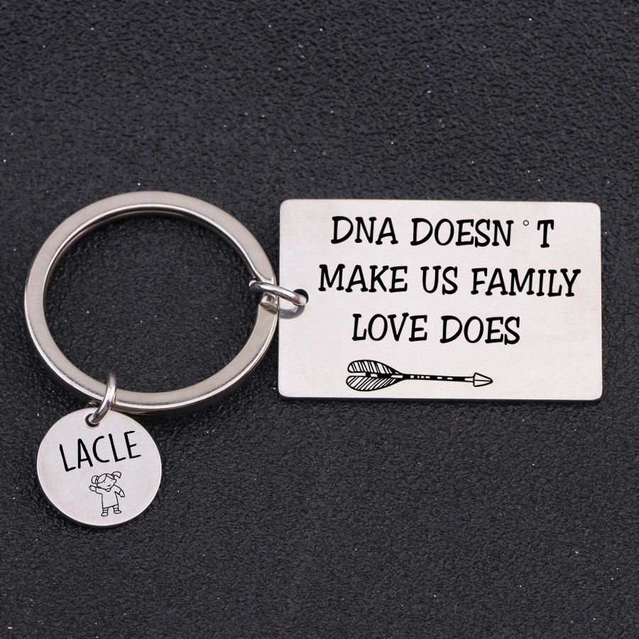 Key Chain&quotDNA Doesn't Make Us Family Love Does&quotStep Parent Gift Pendant Step Mom Dad Private Custom Name Keyring | Украшения и