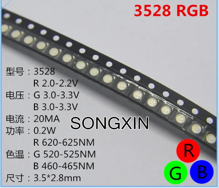 1000 шт. 3528 RGB POWER TOP 1210 SMD SMT PLCC 4 LED общий аносветодиодный красный зеленый синий новые
