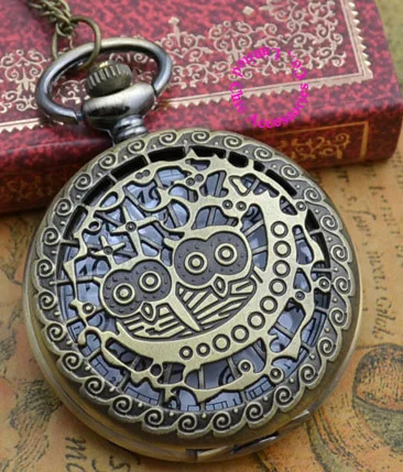

Wholesale Price Good Quality Fashion Lady Girl Women Retro Quartz New Bronze Brass Owl Pocket Watch Necklace Hour