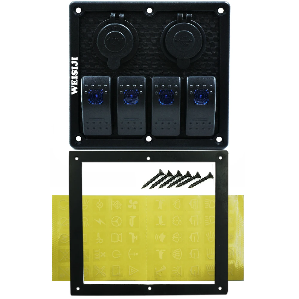 Weisiji 1PSC LED коммутатор 4 gang 5Pin 12 В/24 В кулисный переключатель DIY с 1/2. 1A Dual USB гнездо +