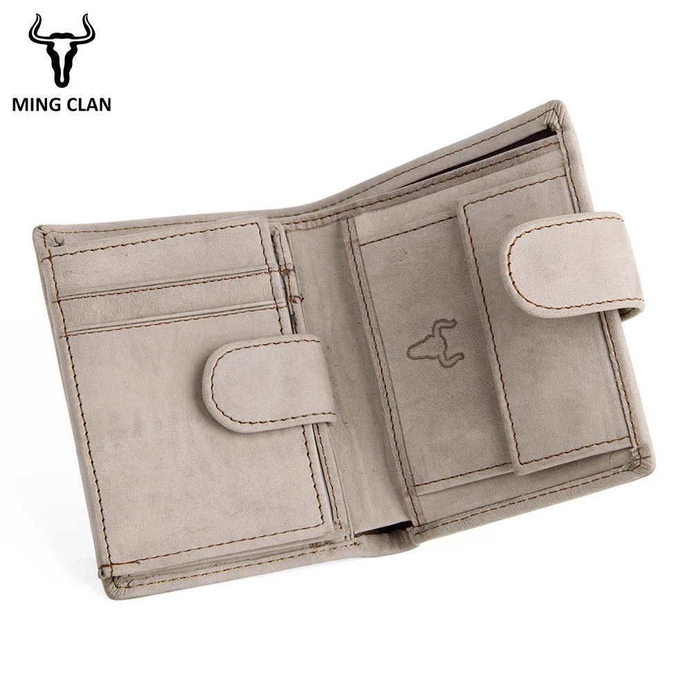 Винтажный Мужской бумажник Mingclan короткие кошельки из натуральной кожи