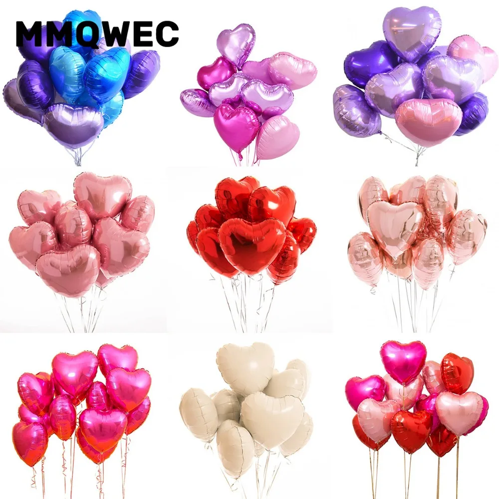 

Воздушные шары MMQWEC, 18 дюймов, 100 шт., воздушные шары из фольги Love сердец, гелиевый воздух шаров, для свадьбы, дня рождения, Дня Святого Валентин...