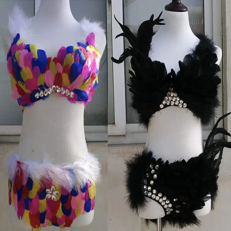 Женские свадебные бюстгальтеры с перьями и штаны вечерние аксессуары для