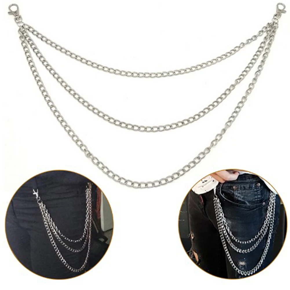 1-3Layer Rock Punk Hook Брюки Пояс звено цепи металлический кошелек серебряная цепь Модные