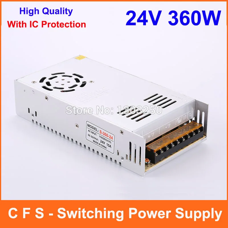 Лучшее качество DC 24V 15A 360W Универсальный Регулируемый импульсный источник