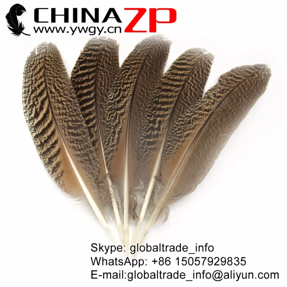 

CHINAZP Size from 12" to 14" (30-35cm) 10pcs/lot Unique Natural Barred Mottled Peacock Wing Quills Feathers
