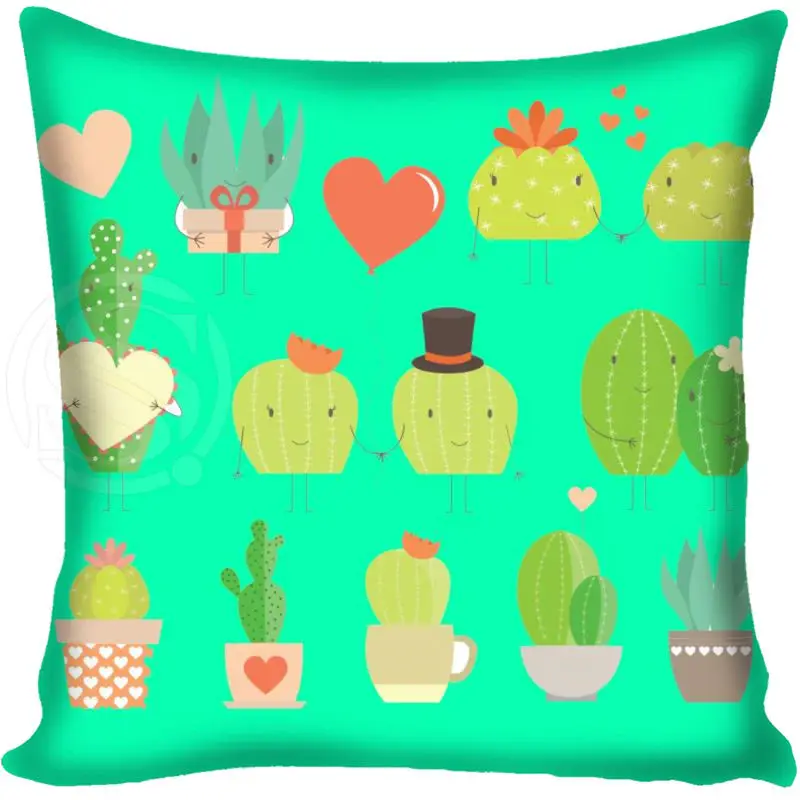 Pillowcase Изготовленный на заказ Наволочка с изображением кактусов площади молнии дома декоративная наволочка с двух сторон Печатный 35X 35, 40 X40 размером 45*45, 60X60 - Цвет: Pillowcase