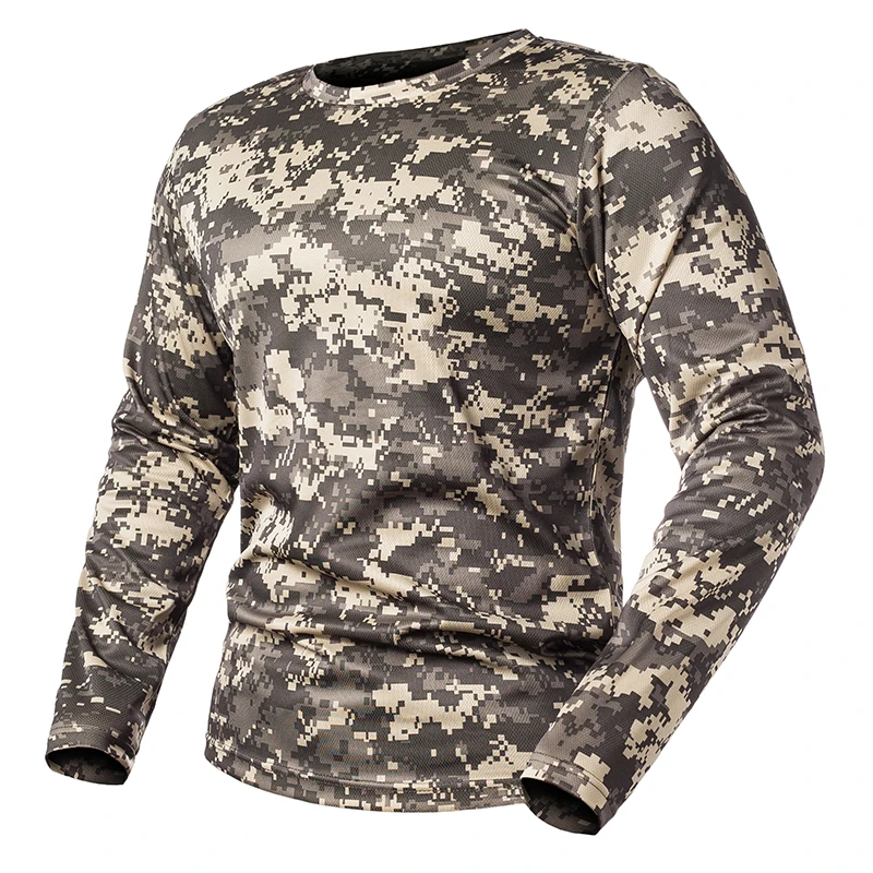 Refire gear, Весенняя тактическая камуфляжная футболка с длинным рукавом, Мужская армейская Военная футболка, быстросохнущая камуфляжная армейская футболка с круглым вырезом
