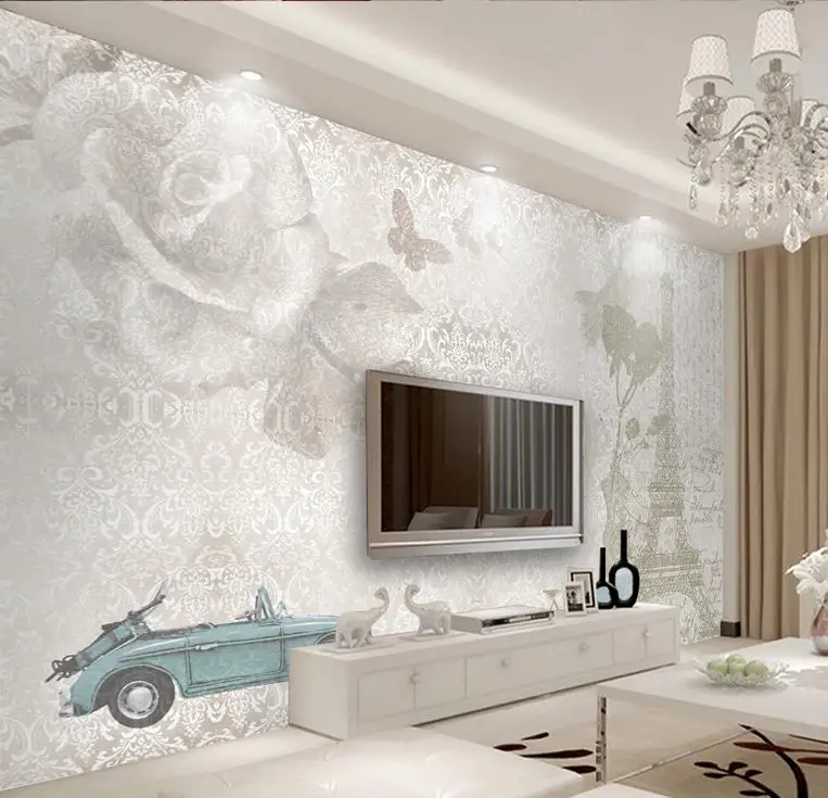 Обои 3d с изображением пейзажа европейские обои в стиле ретро Эйфелева башня