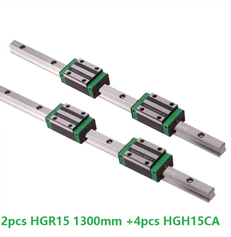 2 шт. линейная направляющая HGR15 L 1300 мм и 4 HGH15CA линейные узкие направляющие блоки CNC