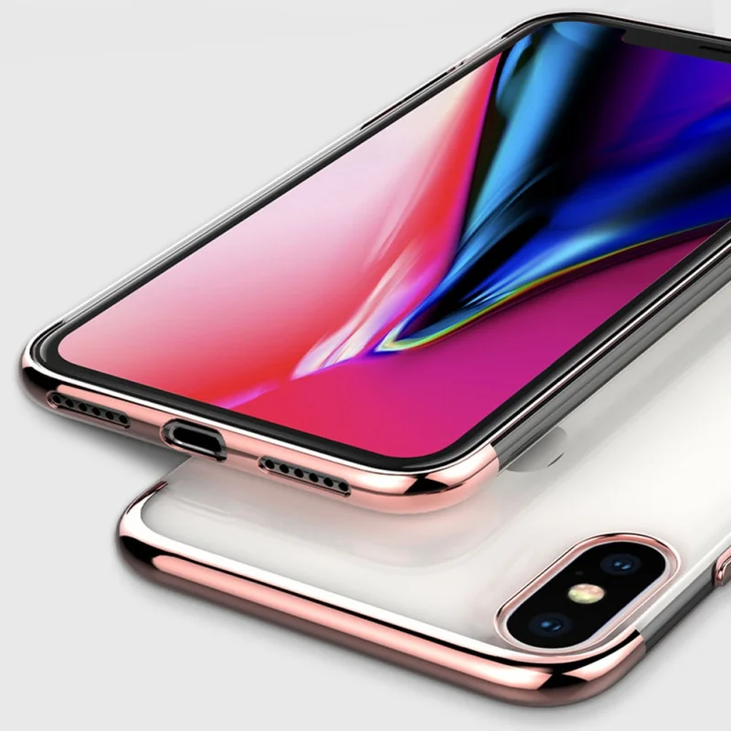Для iPhone X Case роскошный цветной каймой прозрачный мягкий ТПУ покрытием чехол для
