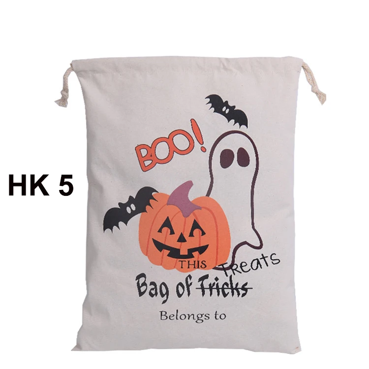 Bolsa de mano de lona de algod&oacute;n para ni&ntilde;os, saco de Halloween, regalos de Halloween, 6 estilos, gran oferta, 30 unids/lote-5