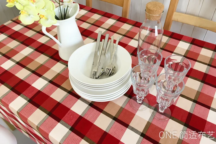The countryside cloth cotton coarse grid table dining can be customized | Дом и сад