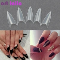 500 tips false nail clear natural white false point stiletto french acrylic uv gel nail tips