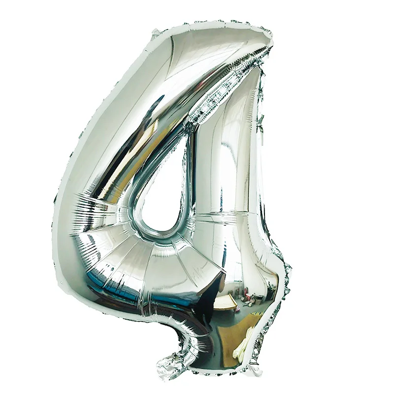 Silver number 4 32 дюйма Фольга шара с цифрой Большие размеры: 86X53 см воздушные гелиевые цифры воздушные шары Globos одежда для свадьбы, дня рождения украшения детская бальная - Цвет: Silver number 4