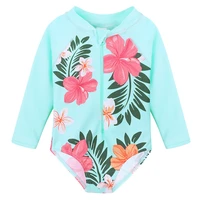 baohulu cute toddler baby girl swimwear cyan long sleeve swimsuit for girls upf50children swimming suit infant kids beach wear