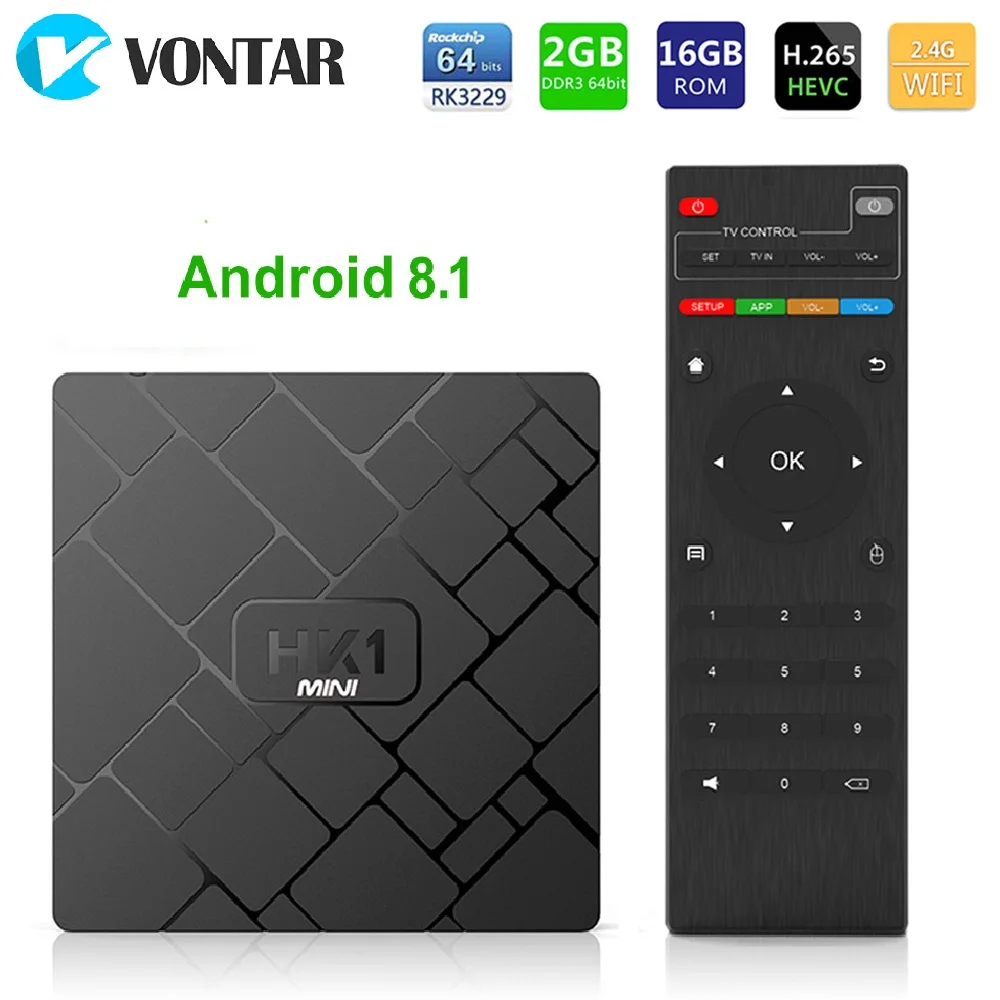 HK1 mi NI Android 8 1 смарт ТВ бокс на Rockchip RK3229 Quad core 2 Гб оперативной памяти 16 ГБ Rom H.265 4G Wi Fi 4