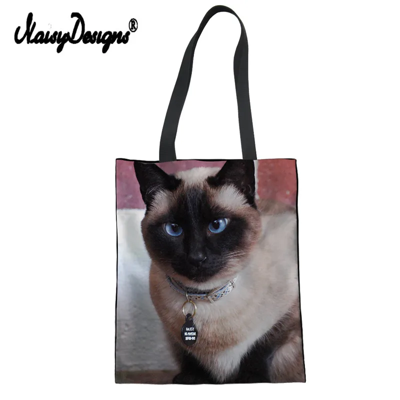 Женская сумка для покупок на заказ с изображением сиамского кота, сумки через плечо, экологичные сумки для магазинов, сумки для книг, лучшие друзья, Прямая поставка