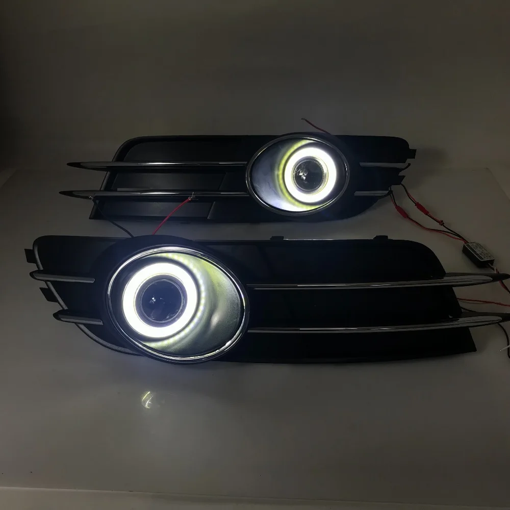 RQXR противотуманная фара вождение свет в сборе для Audi A6 C7 cob angel eye светодиодные дневные ходовые огни сигнал поворота