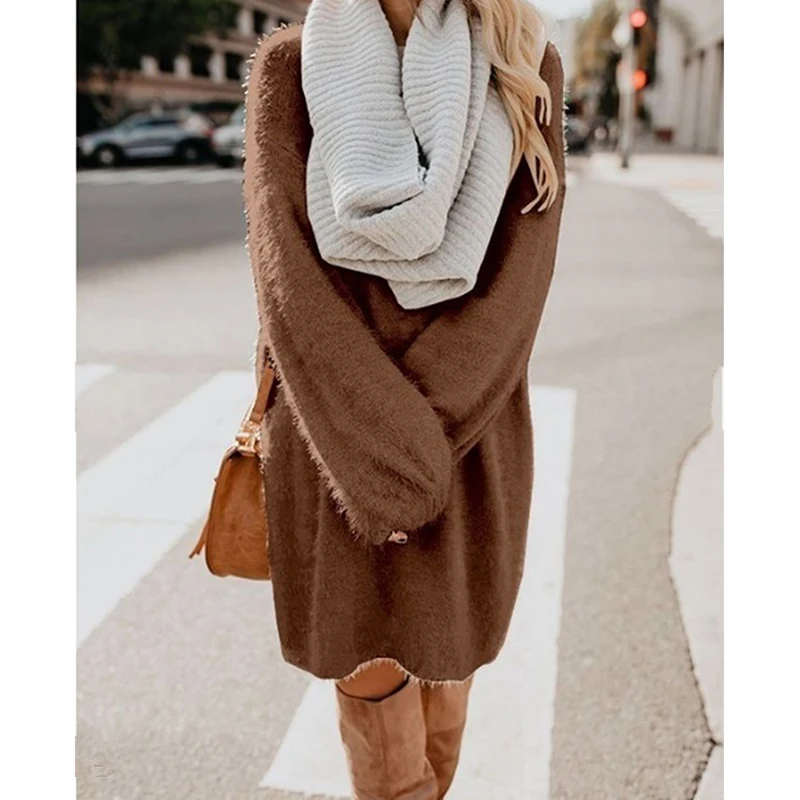 Robe pull femme hiver зимнее платье для женщин с длинным рукавом осенний свитер Мини