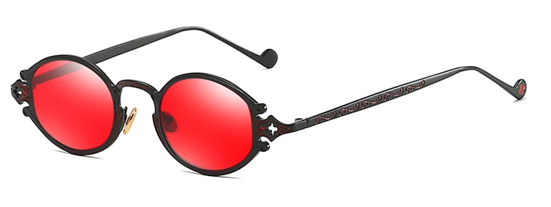 black with red Peekaboo, мужские Овальные Солнцезащитные очки, мужские,, в стиле панк, красные, женские солнцезащитные очки, Ретро стиль, Круглые, золотая, черная, металлическая оправа, высокое качество, UV400 - Цвет линз: black with red
