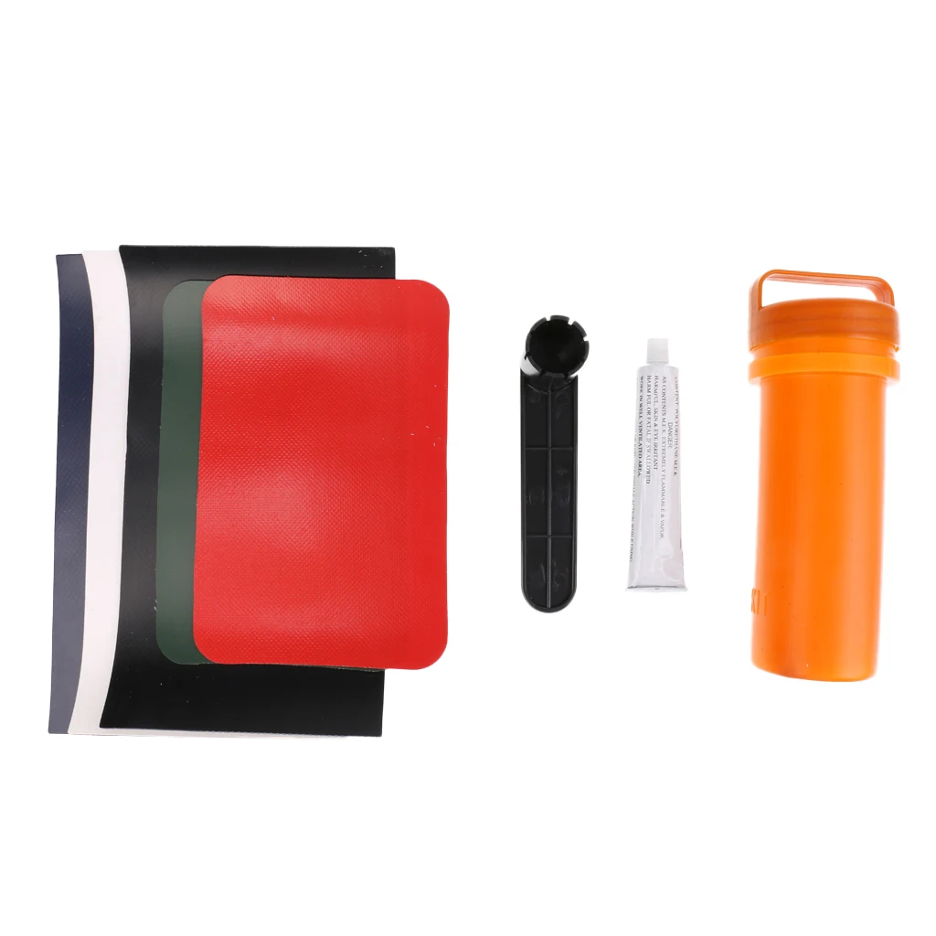 

8 Pieces/ Set Useful PVC Inflatable Boat Kayak Repair Kit Portable PVC Patch Valve Wrench Glue for Diving Water-skiing Drifting