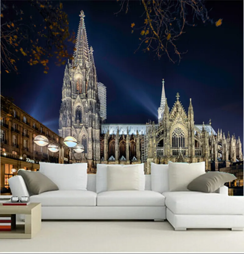 Пользовательские 3D большой росписи эстетический великолепный храм под ночной