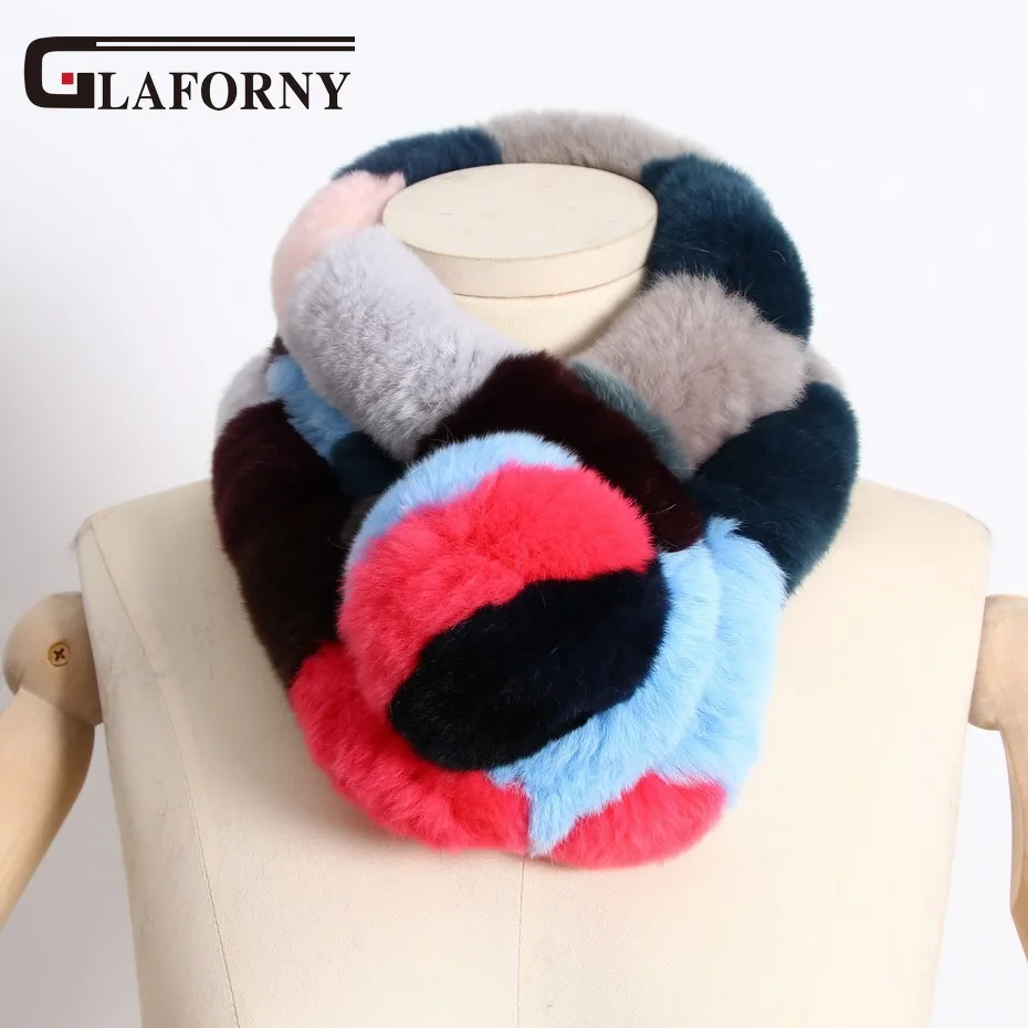 Glaforny 2018 новый стиль женские зимние теплые меховые шарфы Модные Рекс кроличьи