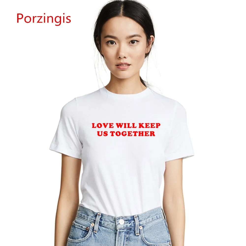 Женская футболка Porzingis женская с надписью Love Will Keep Us или Tears женские топы