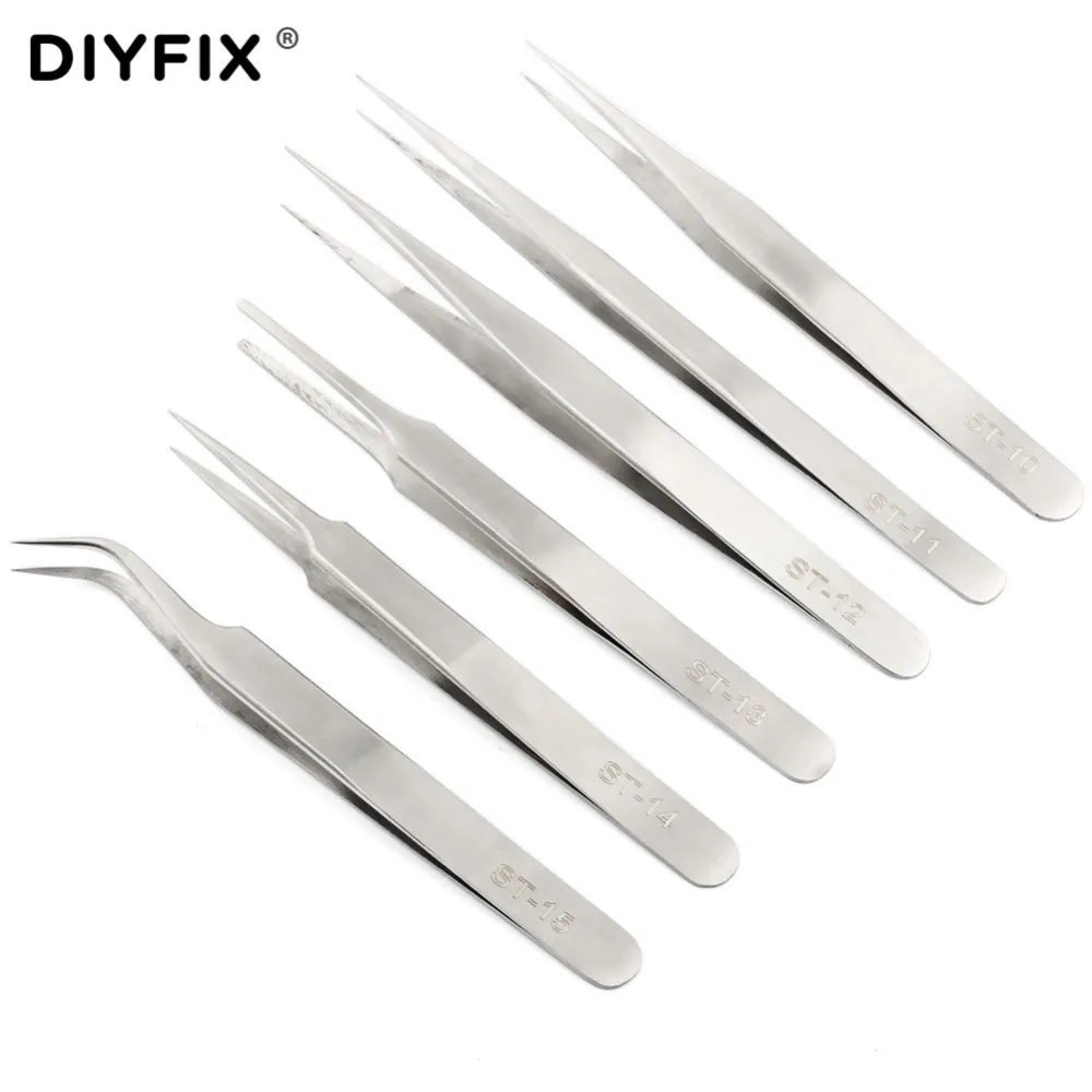 Набор прецизионных электронных пинцетов DIYFIX 6 в 1 из нержавеющей стали