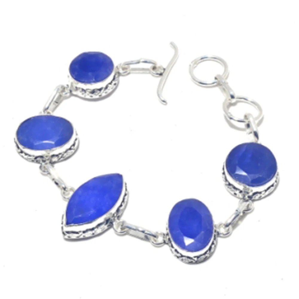 

Sapphires Bracelet Silver Overlay over Copper, 20cm , B3951