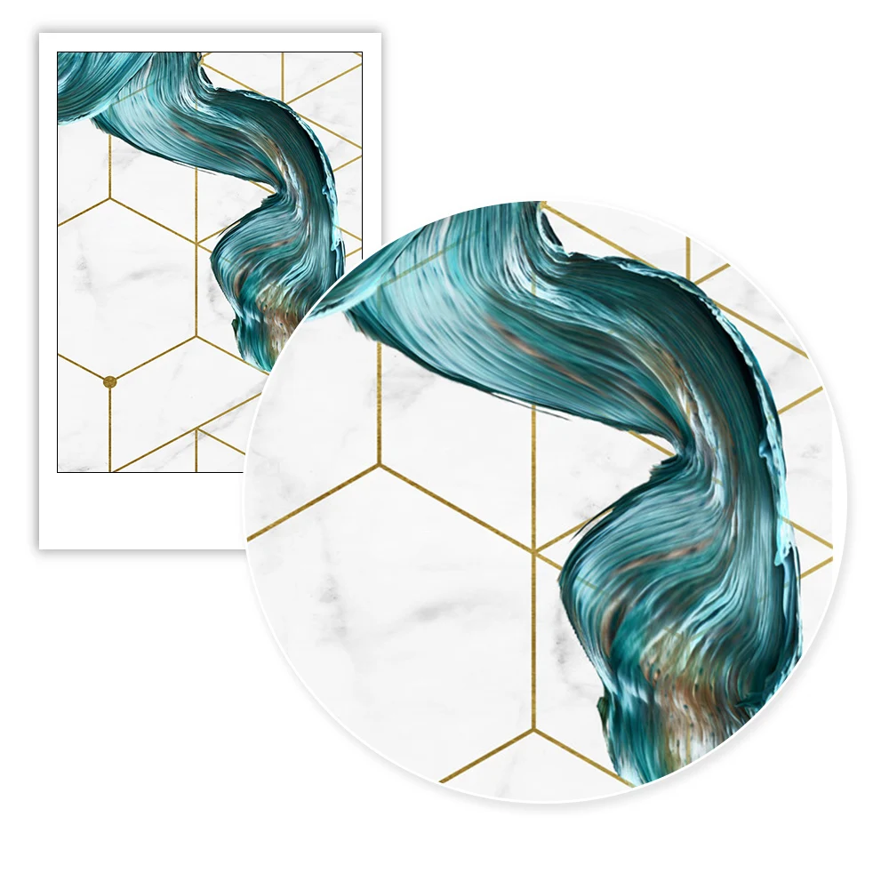 Abstract Marble With Blue Gold Paint Canvas Painting Poster And Print Nordic Decorative Picture Wall Art Living Room Home Decor | Дом и сад