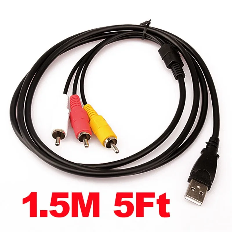 

Новый 1,5 м 5ft USB мужчина к 3 RCA AV A/V ТВ адаптер Шнур кабель AV аудио кабель