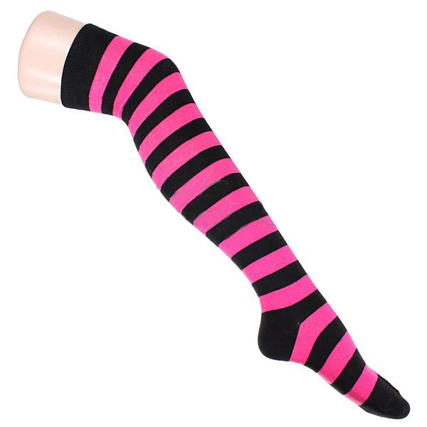 Чулки высокого качества 2017 модные удобные женские чулки в полоску Длинные до