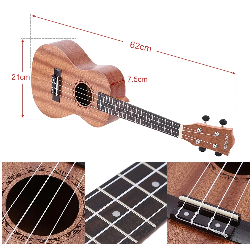 Ammoon 24 &quotSapele Ukulele 4 строки и гриф из розового дерева музыкальный инструмент Новое