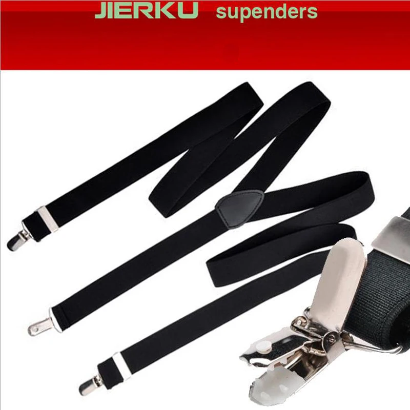 

JIERKU Suspenders Woman's Braces Leather 3Clips Suspensorio Fashion Trousers Strap 2.5*100cm JK3C03