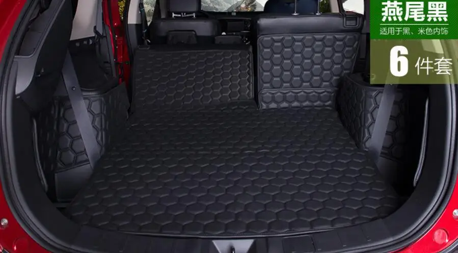 Черные 6 шт. коврики для багажника автомобиля для 5 мест Mitsubishi Outlander Ковровые Коврики для салона, кожаный коврик для автомобиля