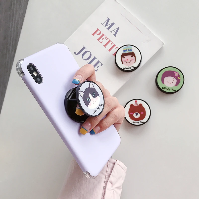 Popular Cute Cartoon Anti-Fall Mobile Phone Fold Holder Desk Stand Grip Mount Gadget Socket for iPhone Samsung Xiaomi Huawei LG |