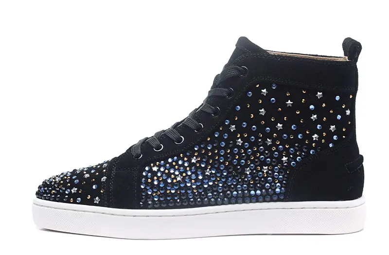 Повседневные мужские кроссовки модные блестящие Роскошные Кристальные заклепки