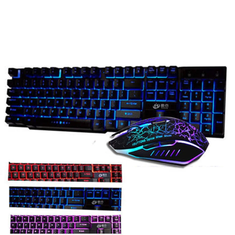 7 цветов Подсветка Gaming Keyboard + Мышь комплект комбо игры Клавиатура Мыши