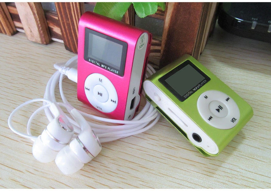 Портативный MP3-плеер с ЖК-экраном мини MP3-плеер с зажимом и слотом для карт Micro TF/SD спортивные MP3 музыкальные плееры+ наушники+ кабель USB