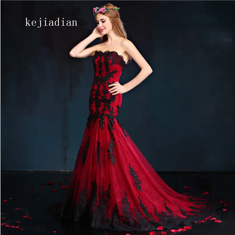 Robe de Soiree Красное и черное вечернее платье для выпускного вечера длинные