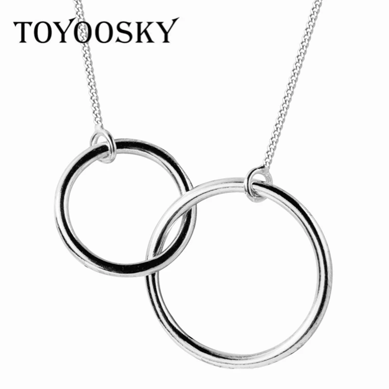 TOYOOSKY милый реальный. Большой и маленький двойной круглый кулон из стерлингового