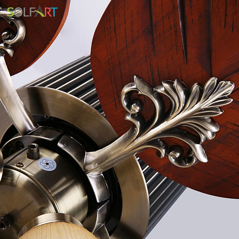 SOLFART деревянный потолочный вентилятор с стеклянный светильник люстры старинные