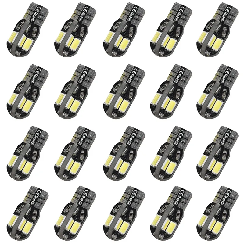 20 шт. Canbus T10 194 168 W5W 5730 8 LED SMD Белая Автомобильная боковая лампа с клиновидным