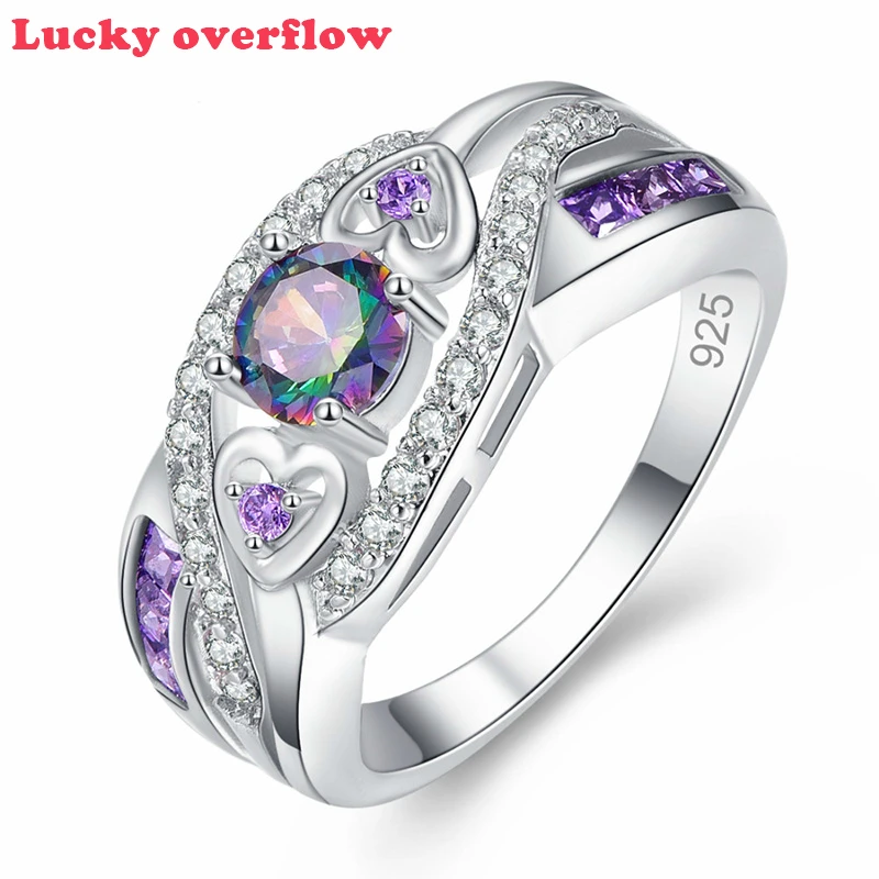 Luckyoverflow Модные женские кольца в форме сердца Свадебные ювелирные изделия